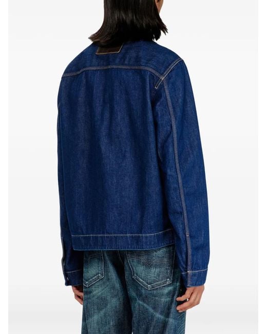 DIESEL Blue D-Rohe Contrast-Stitch Denim Jacket for men