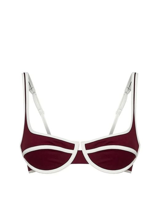 Mc2 Saint Barth Purple Contrast-Trim Bikini Top