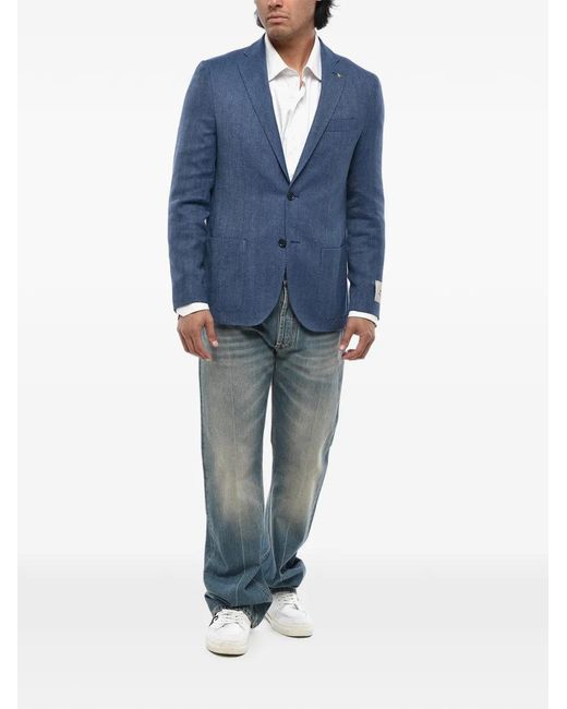 Corneliani Blue Blazer À Motif De Chevrons for men