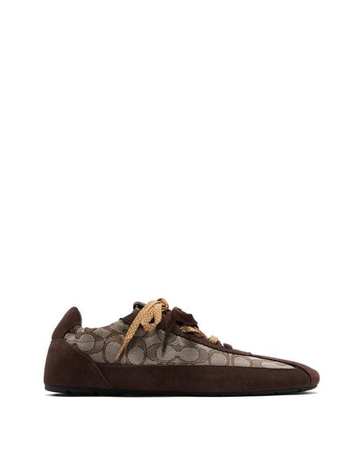 COACH Brown In Signature Monogram Suede Sneakers