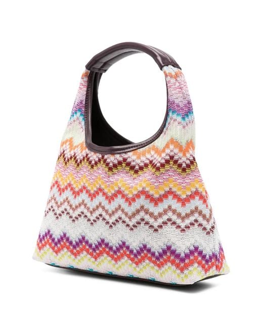 Missoni Pink Raschel Zigzag-Pattern Tote Bag
