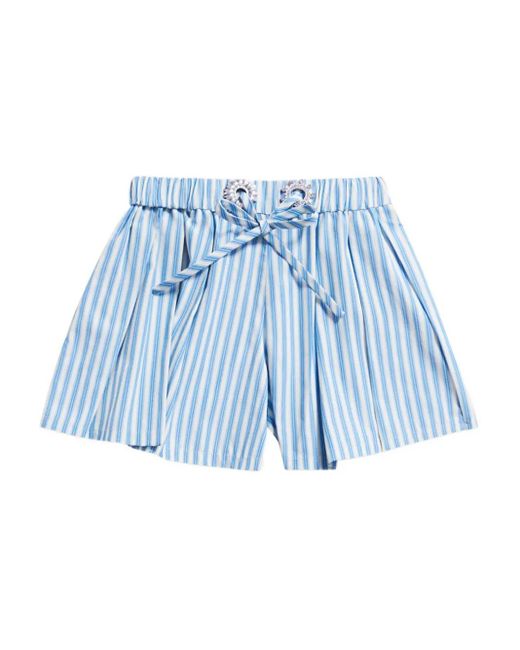 Area Blue Pleated Grommet Shorts