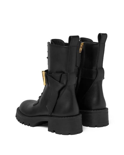 Versace Black Lace-Up Ankle Boots