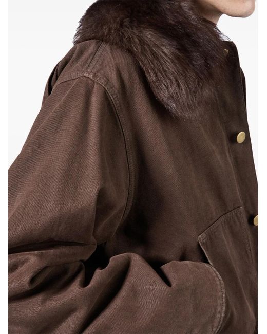 Prada Brown Shearling-Collar Jacket for men
