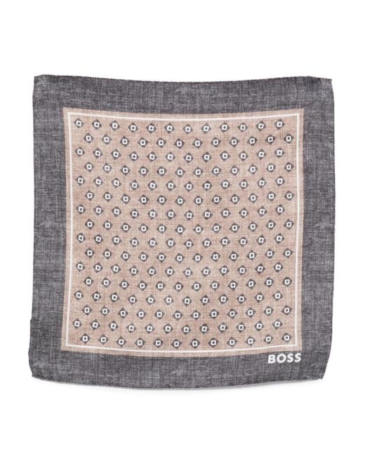Boss Blue Geometric-Pattern Pocket Square for men