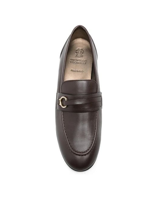 Brunello Cucinelli Gray Ring-Detail Loafers