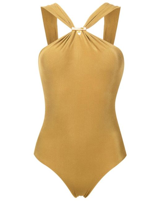 Lenny Niemeyer Yellow Gathered-panel Open-back Swimsuit