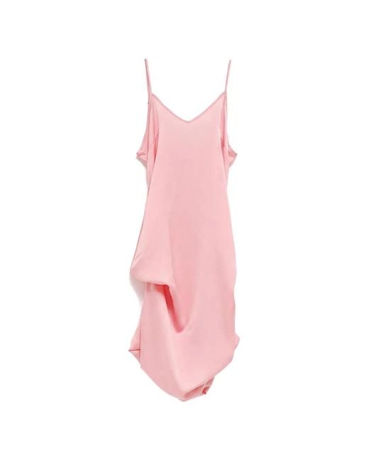 JULIE KEGELS Pink Draped Asymmetric Midi Dress
