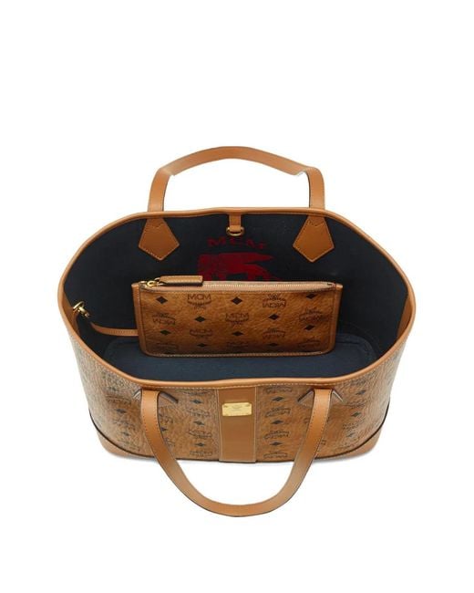 MCM Brown Small Monogram-Print Tote Bag