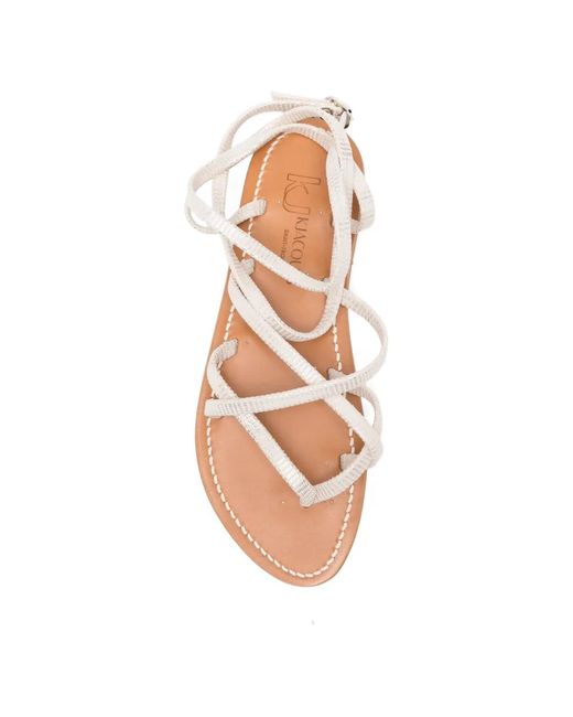 K. Jacques Natural Tie Strappy Flat Sandals