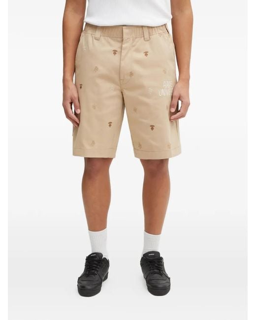 Aape By A Bathing Ape Natural Logo Graphic Shorts for men