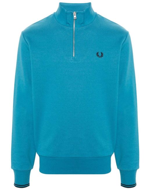 Fred Perry Blue Logo-embroidered Cotton Sweatshirt for men