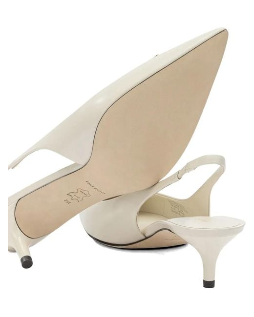 Tory Burch White Appliqued Leather Heeled Pumps
