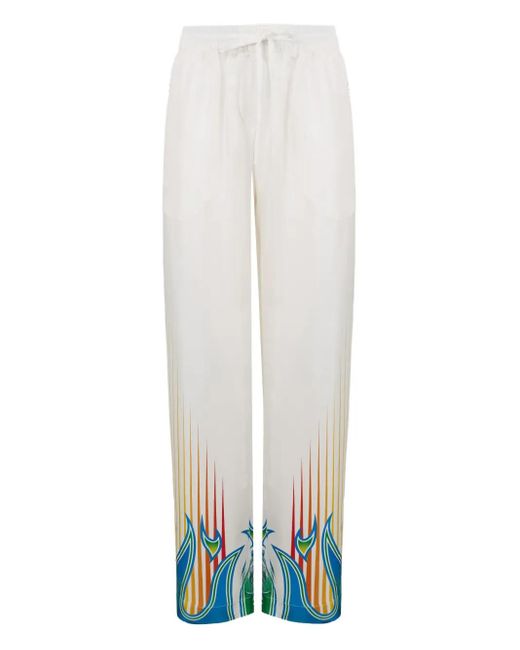 Casablanca White Twill Print Trousers
