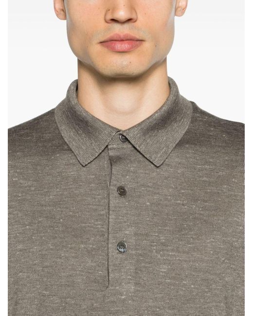 Zegna Gray Speckle-knit Polo Shirt for men