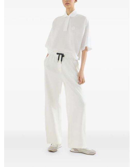 Brunello Cucinelli White Cotton Piqué Track Pants