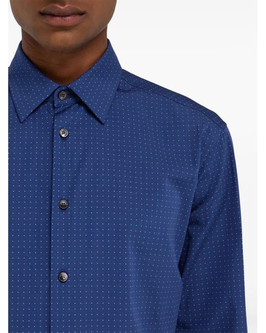 Ferragamo Blue Geometric-Print Shirt for men