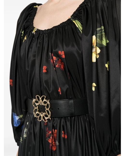 Vestido largo con estampado floral Elie Saab de color Black