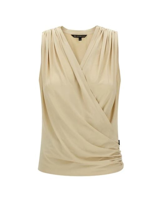 Goldbergh Natural Calipso Crossed Draping V-Neck Top