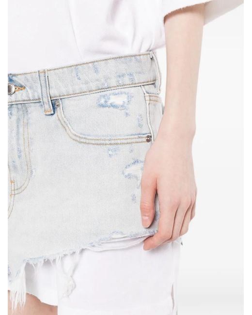 Alexander Wang White Layered Denim-Skirt Dress