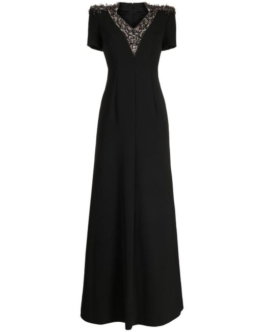 Jenny Packham Black Dune Sequin-embellished Maxi Dress