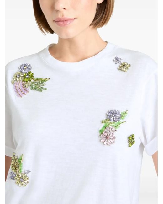 Cinq À Sept White Crystal-Embellished T-Shirt