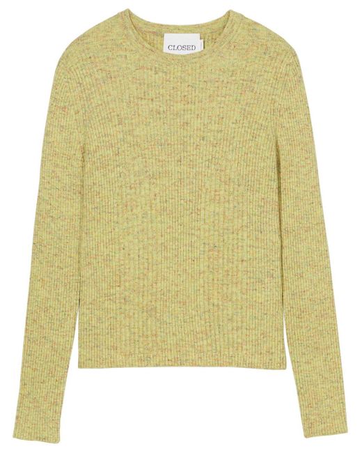 Closed Yellow Ribbed Speckle-knit Jumper