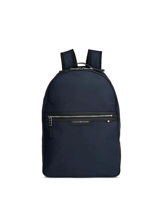 Tommy Hilfiger Blue Zip-Fastening Logo Backpack for men