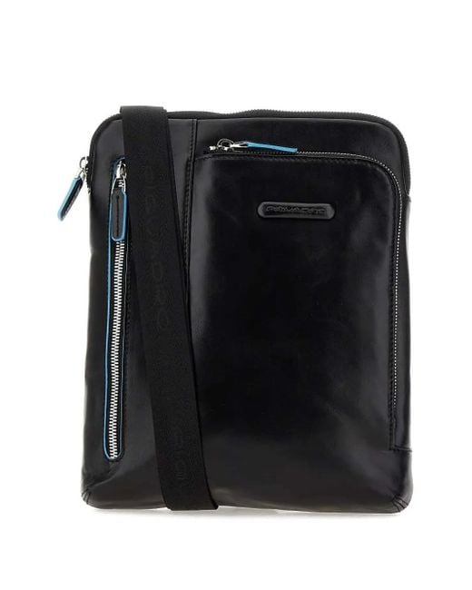 Piquadro Reißverschluss-Schultertasche mit Logo-Prägung in Black für Herren