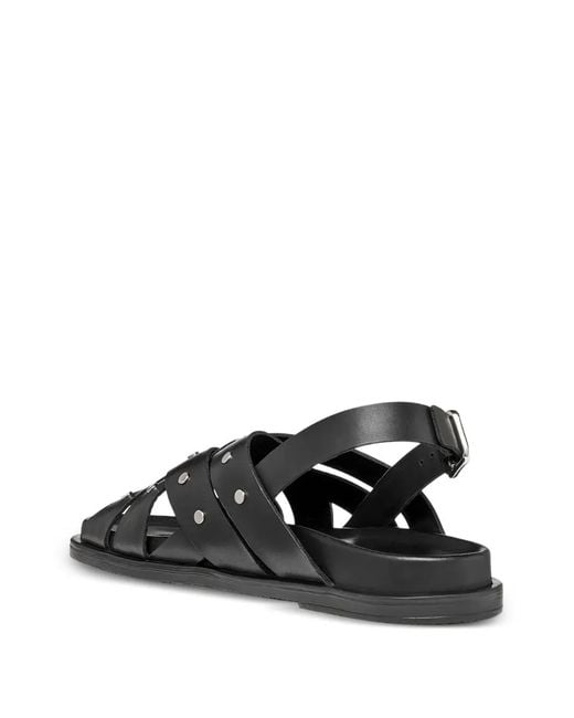 Geox Black Adelash Studded Crossover-Strap Sandals