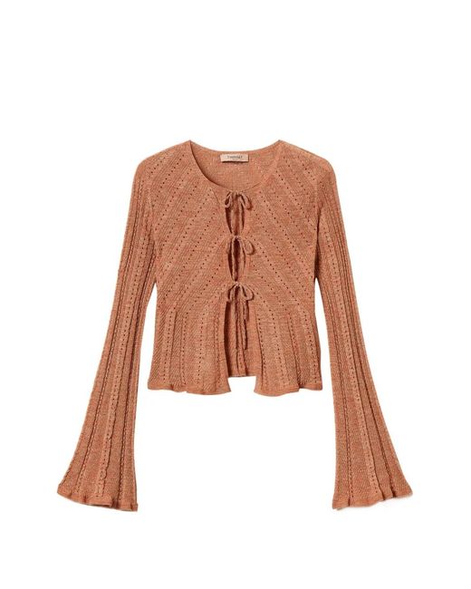 Twinset White Tie-Front Knitted Cardigan