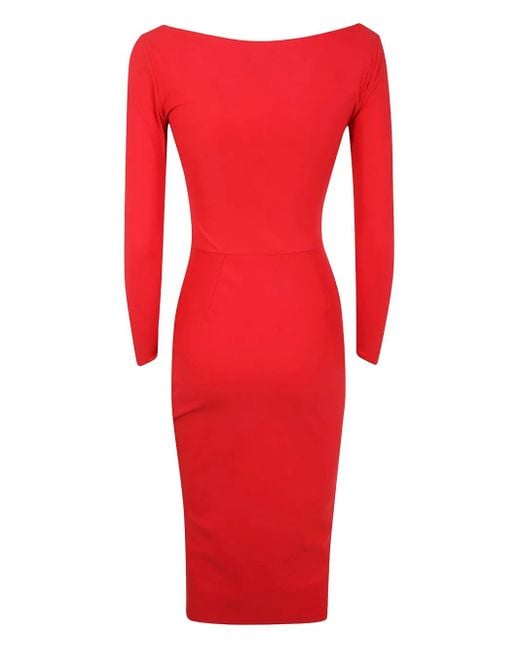 La Petite Robe Di Chiara Boni Red Sweetheart-Neckline Pencil Midi Dress