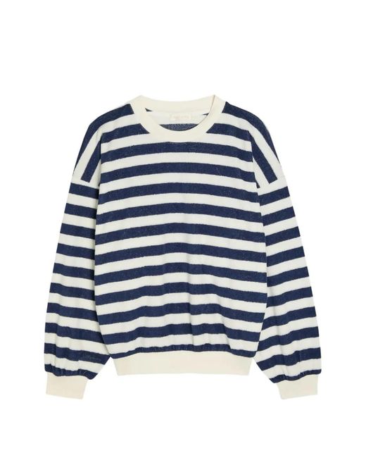 Suzie Kondi Blue Sifnos Striped Long-Sleeve Sweater