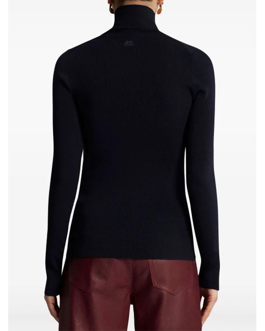 Etro Blue High-Neck Wool Jumper