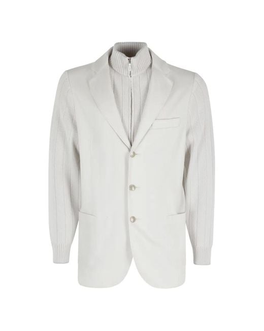 Eleventy White Layered Blazer for men