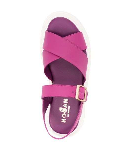 Hogan Pink H644 55mm Chunky-sole Leather Sandals