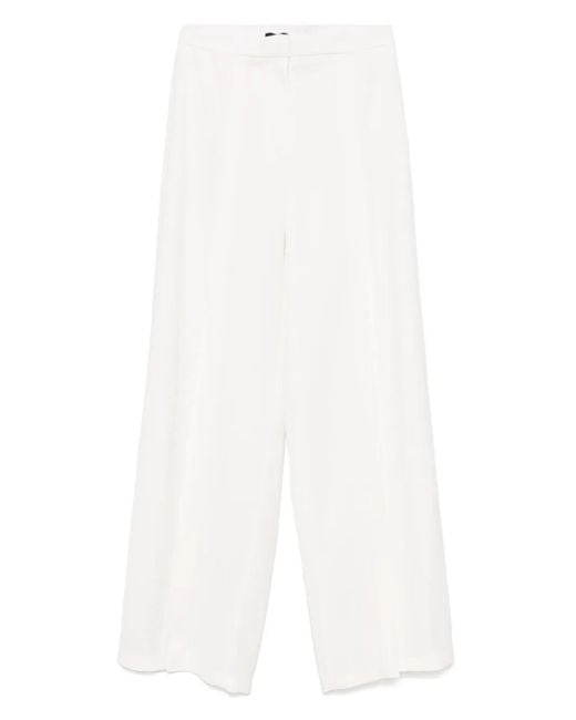Pantaloni A Palazzo Con Fibbia di Mugler in White