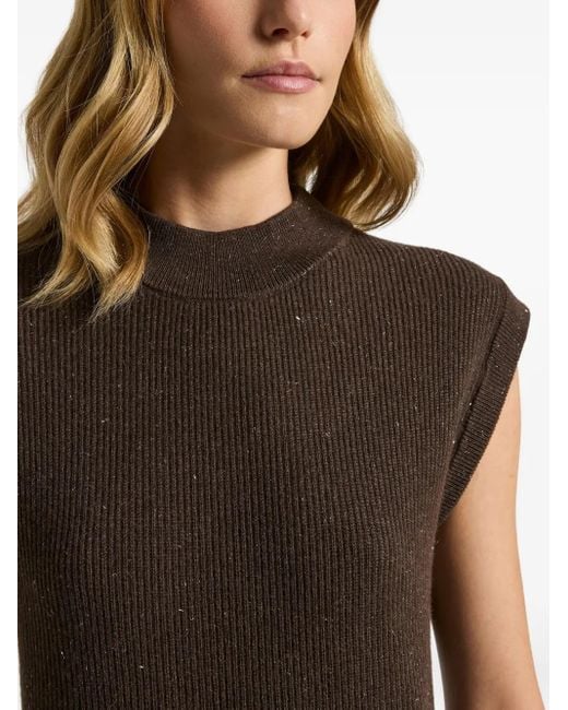 Peserico Brown Ärmelloses Kleid mit Stehkragen