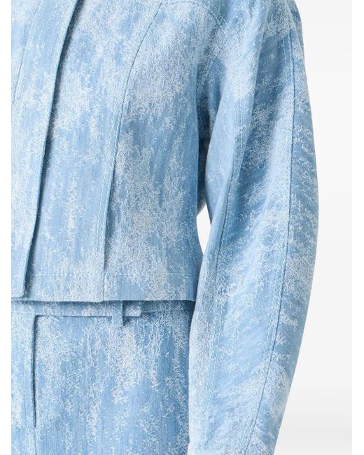 Akris Punto Blue Washed Jacquard Denim Zip Jacket
