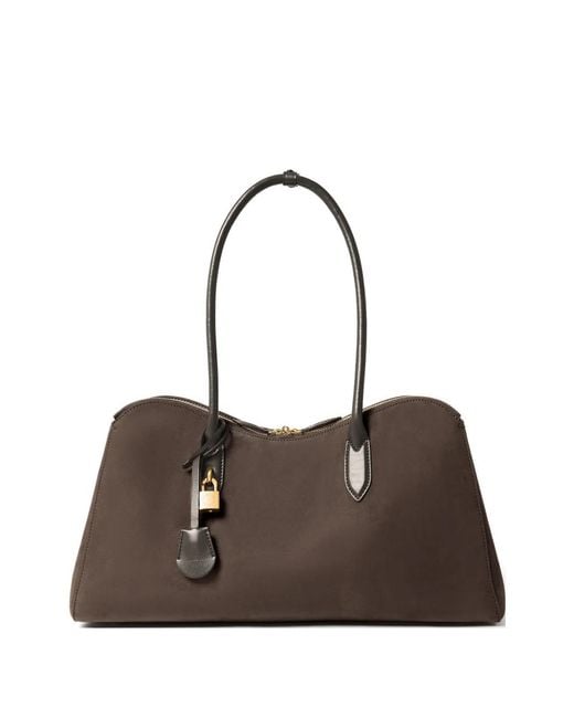 Stella McCartney Brown Padlock-Detail Suede-Effect Tote Bag