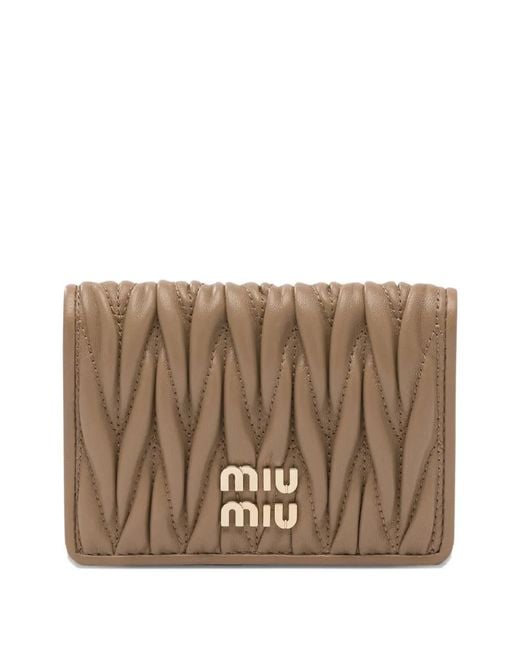 Miu Miu Brown Textured Logo Wallet
