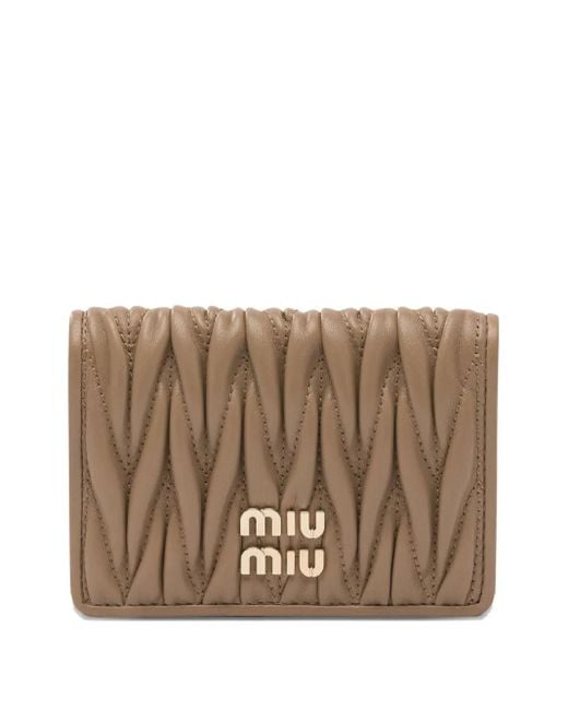 Miu Miu Brown Portemonnaie Mit Logo-Stickerei