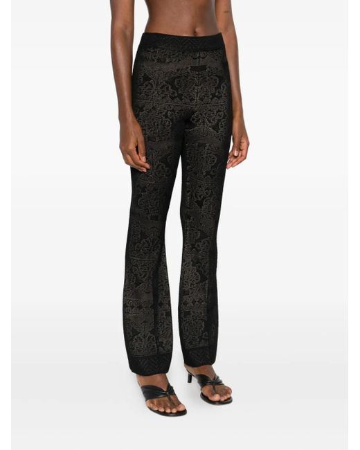 Twinset Black Damask-Pattern Trousers