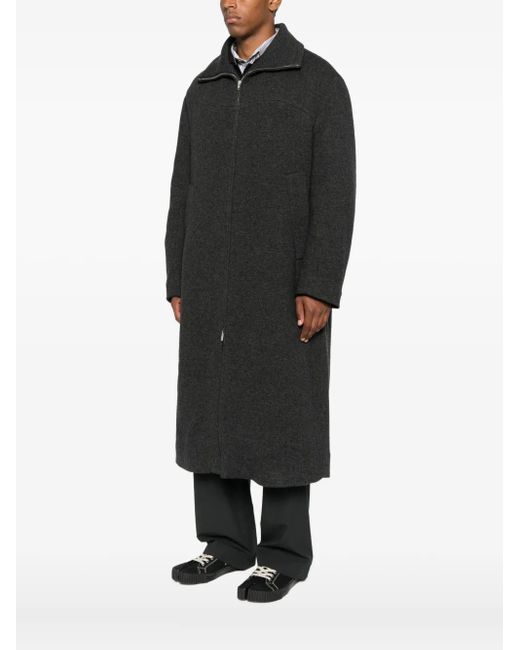 Mordecai Black Zip-Front Patch-Pocket Coat for men