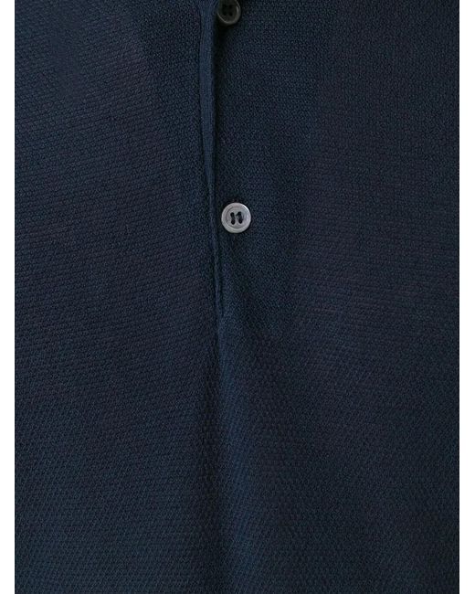 John Smedley Blue Button Polo Shirt for men