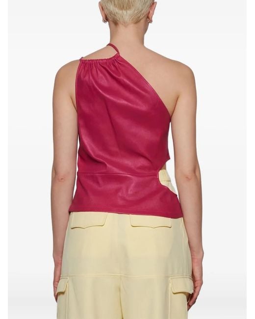 Amiri Red One-Shoulder Cut-Out Top