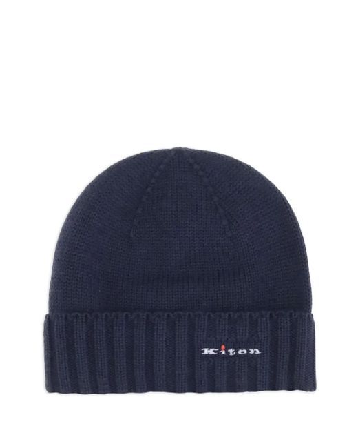 メンズ Kiton リブニット ビーニー Blue