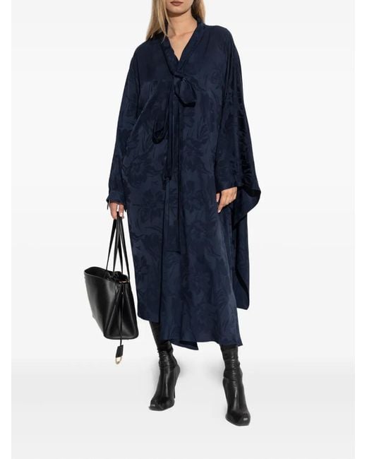 Balenciaga Women's Blue Floral-Print Asymmetric Dress