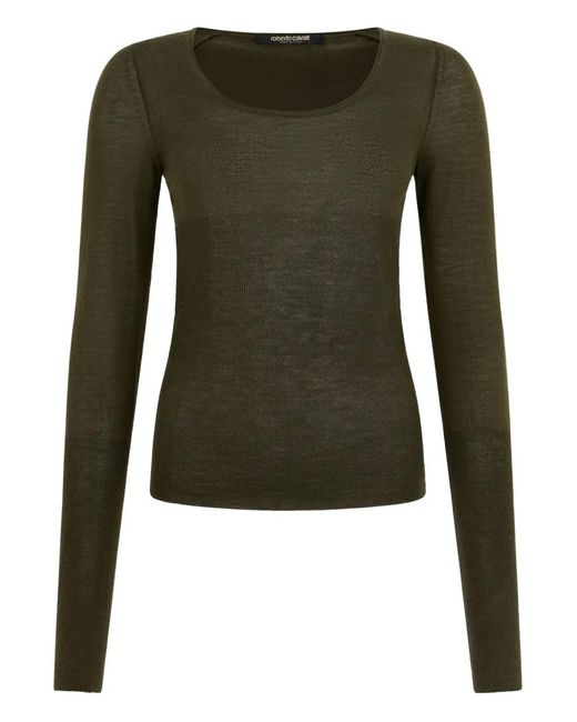 Roberto Cavalli Green Long-Sleeve Top