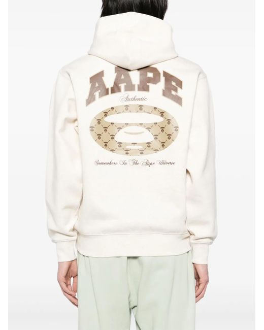 Aape By A Bathing Ape White Logo-Print Hoodie for men